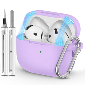 Ljusmicker AirPods 4 case with magnetic lid in purple for secure charging