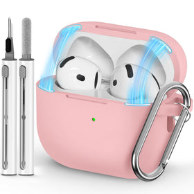 Ljusmicker AirPods 4 Case with magnetic pink finish protects while charging.