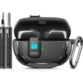 Ljusmicker front view of case on Bose Ultra Open Earbuds showing protective fit and visible LED