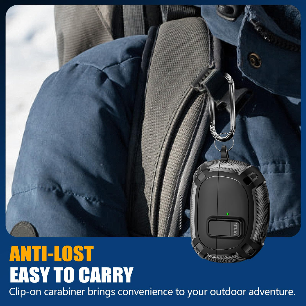 Ljusmicker case in hand for scale showing slim profile and on-the-go convenience