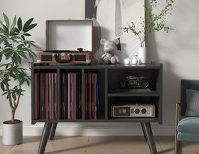 LKKRO stand features detachable right panel for flexible setup and speaker space.