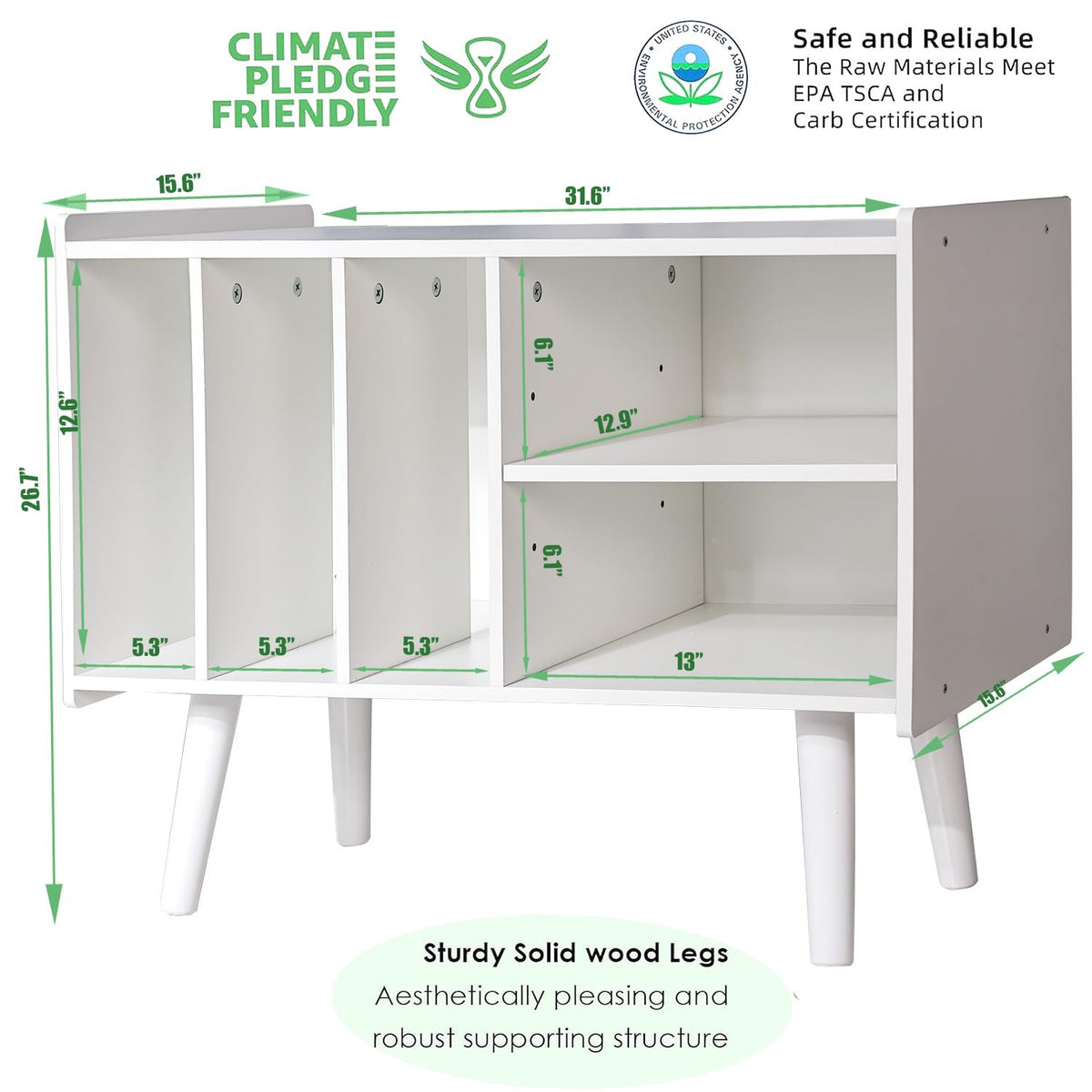 LKKRO adjustable-right-compartment shelves adapt to gear and records.