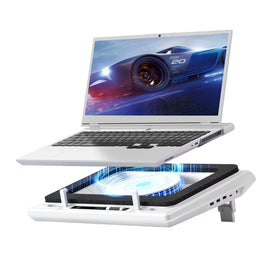 llano V12 cooling pad front view with turbofan delivering fast laptop cooling during gaming sessions