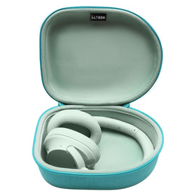 L LTGEM Headphone Case teal front view for quick, protected travel.