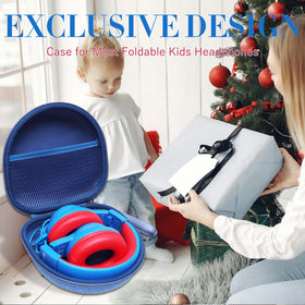 L LTGEM Kids Headphones Case shows mesh pocket storage for cords