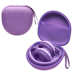 L LTGEM Kids Headphones Case in purple front view protects headphones on the go