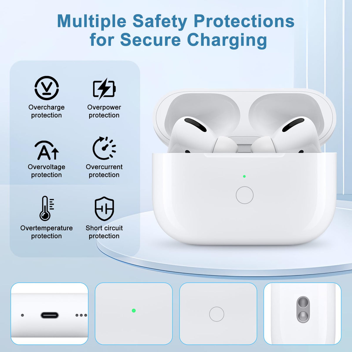 LMQ AirPods Pro 2 Gen case wireless charging ready for convenient setup.