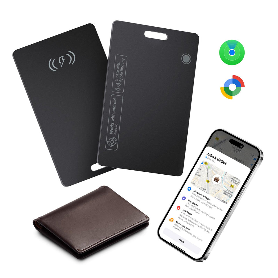 Lmrbelec front packaging showing two tracker cards and secure pairing benefit