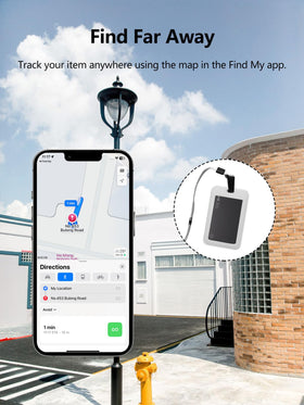 Lmrbelec slipped inside a passport holder showing travel-ready tracking support