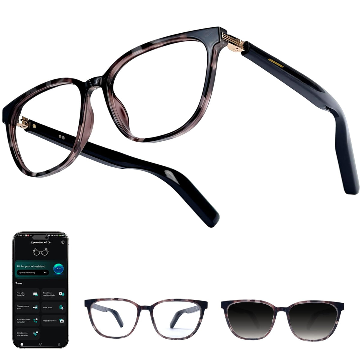 LOANGYUNFONE AI Smart Glasses provide real-time translation for conversations.