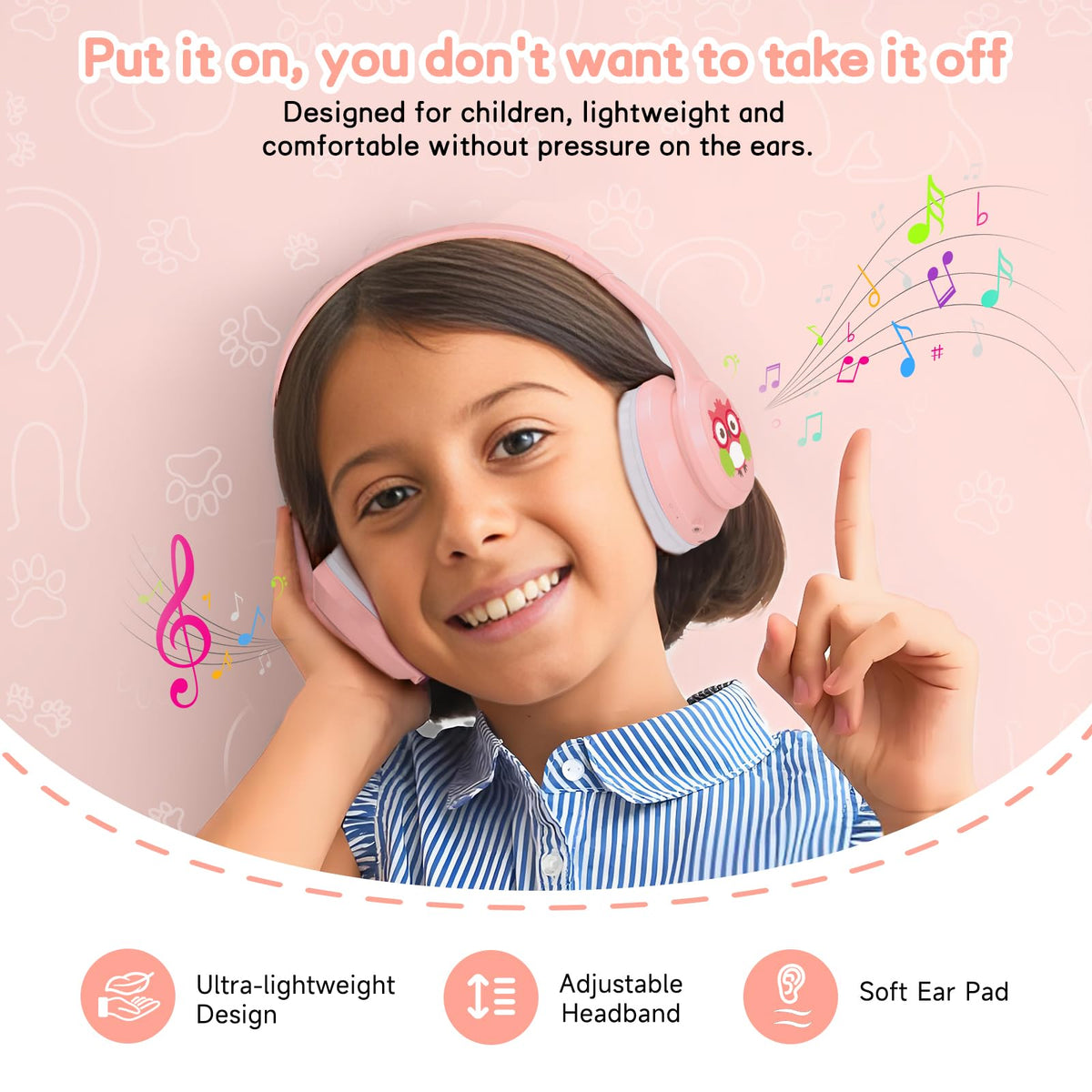 LOBKIN Kids ANC headphones Bluetooth 5.4 for stable wireless connection
