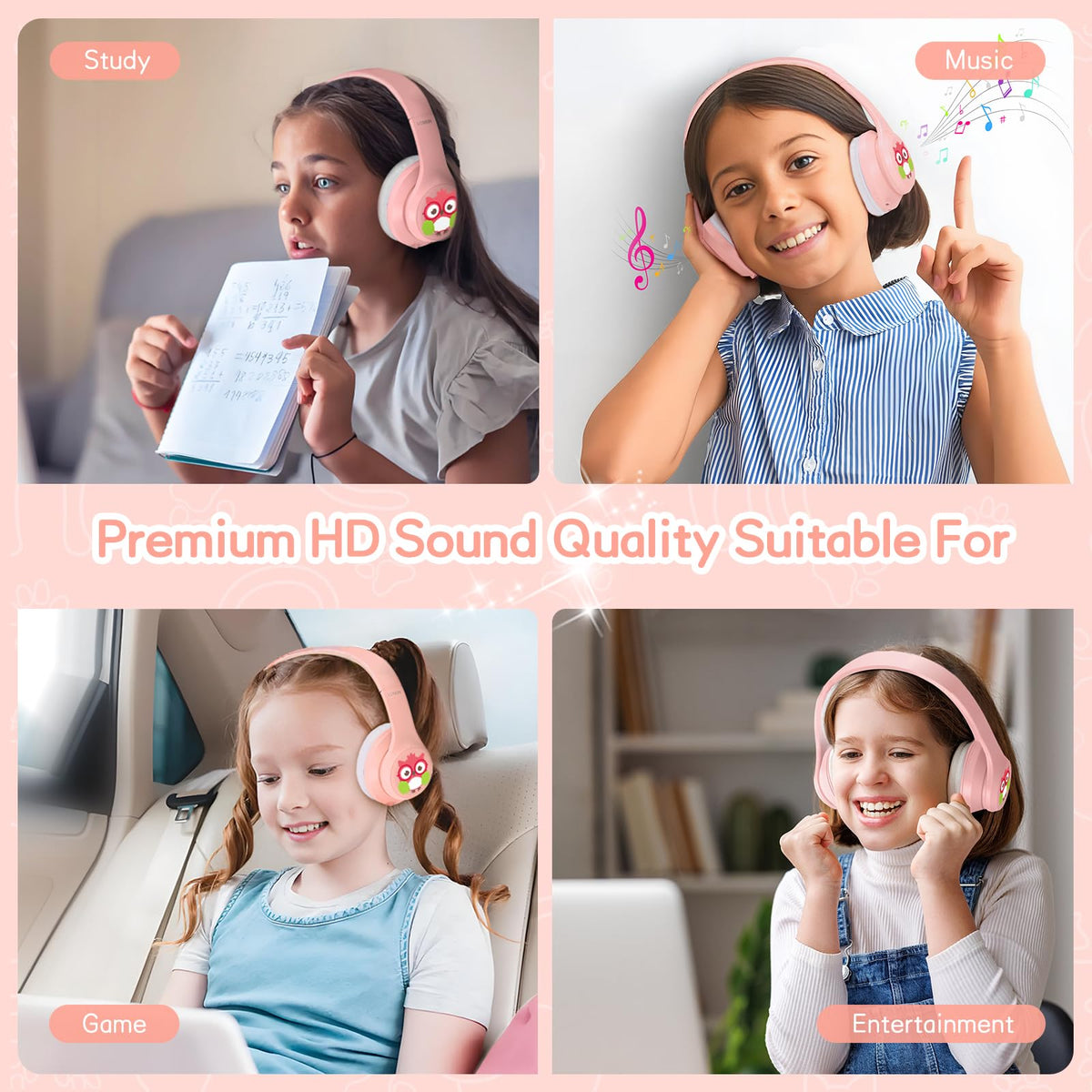 LOBKIN Kids ANC headphones dual device connection for family use
