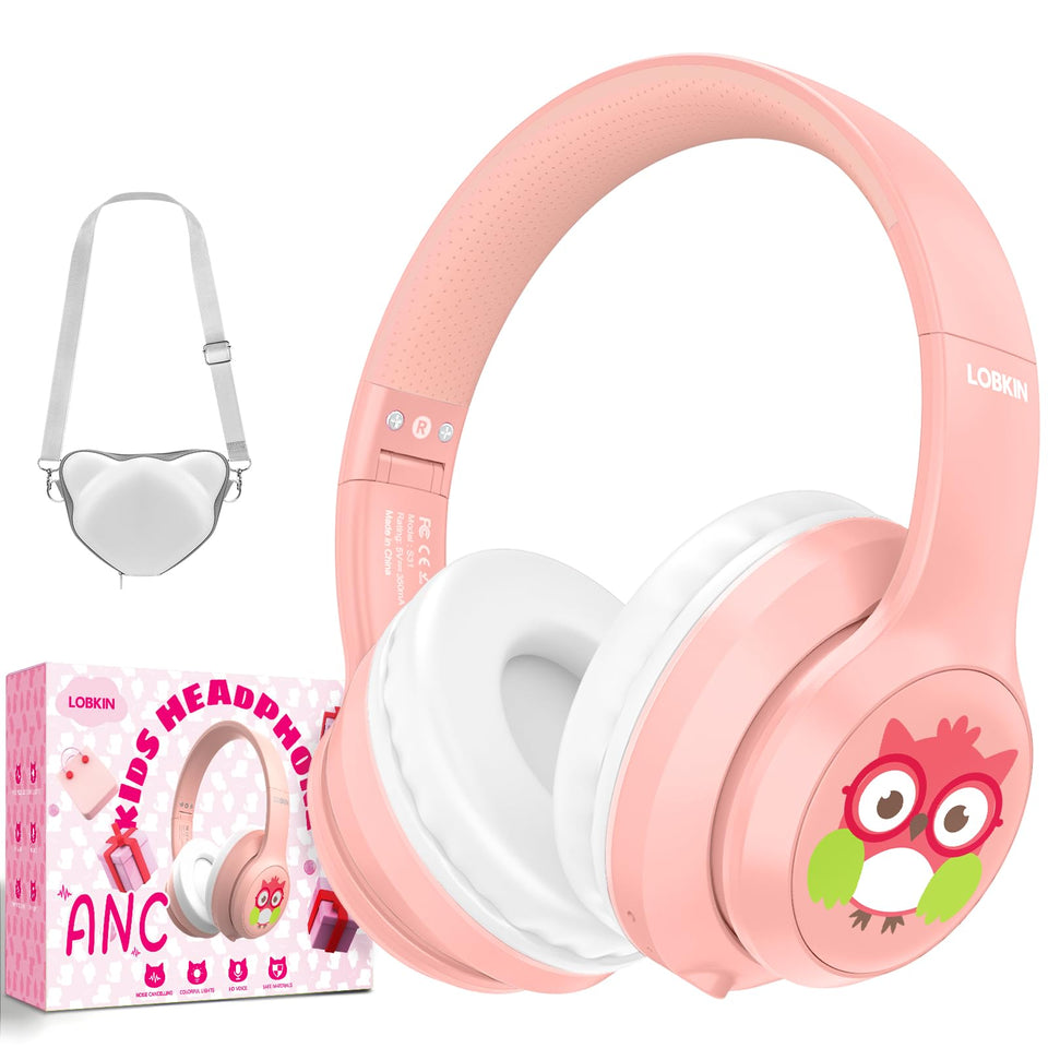 LOBKIN Kids ANC headphones folded for compact travel and storage