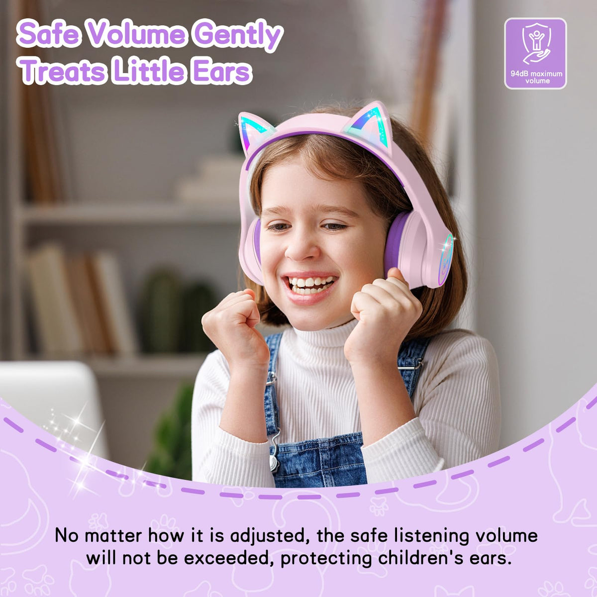 LOBKIN adjustable headband for a comfortable, growing fit.