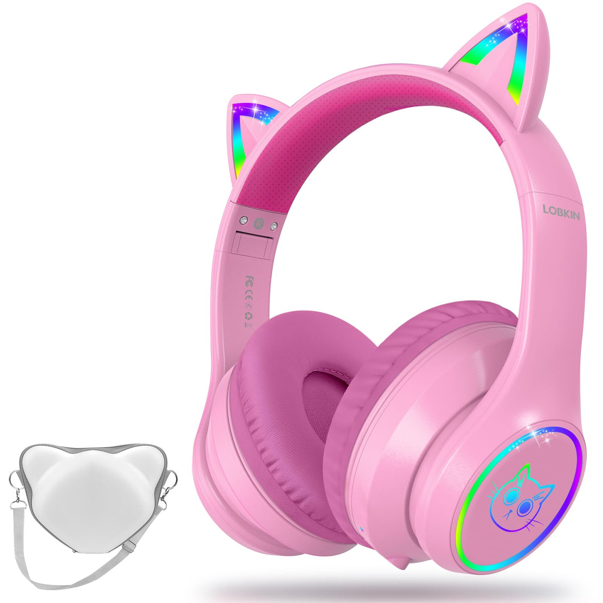 LOBKIN cat ears glow with LED lighting for fun and focus.