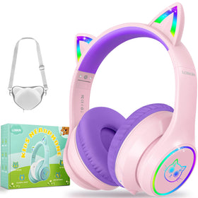 LOBKIN Kids Headphones with RGB LED lighting for fun night-time listening.