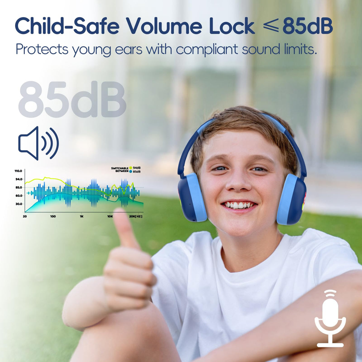 LOBKIN Kids Headphones on child for travel comfort and calls.