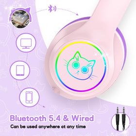 LOBKIN wireless kids headphones with safe 94dB volume for hearing protection.