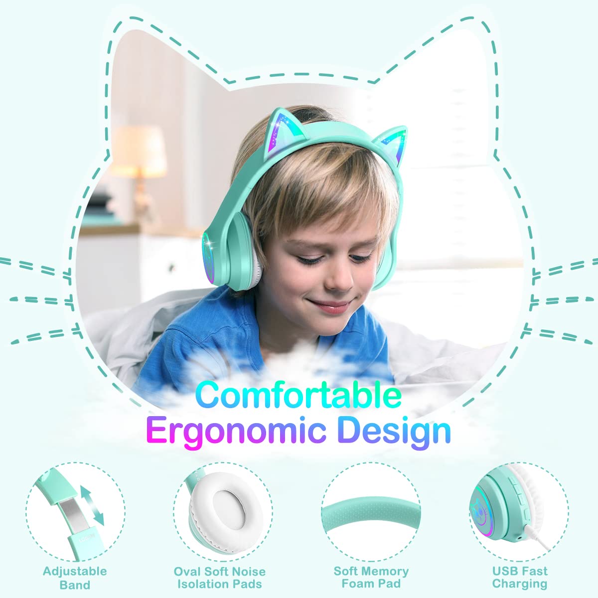 LOBKIN RGB light cat ears brighten playtime and photos.