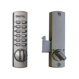 Lockey USA C150 keyless sliding door lock in satin nickel for easy access