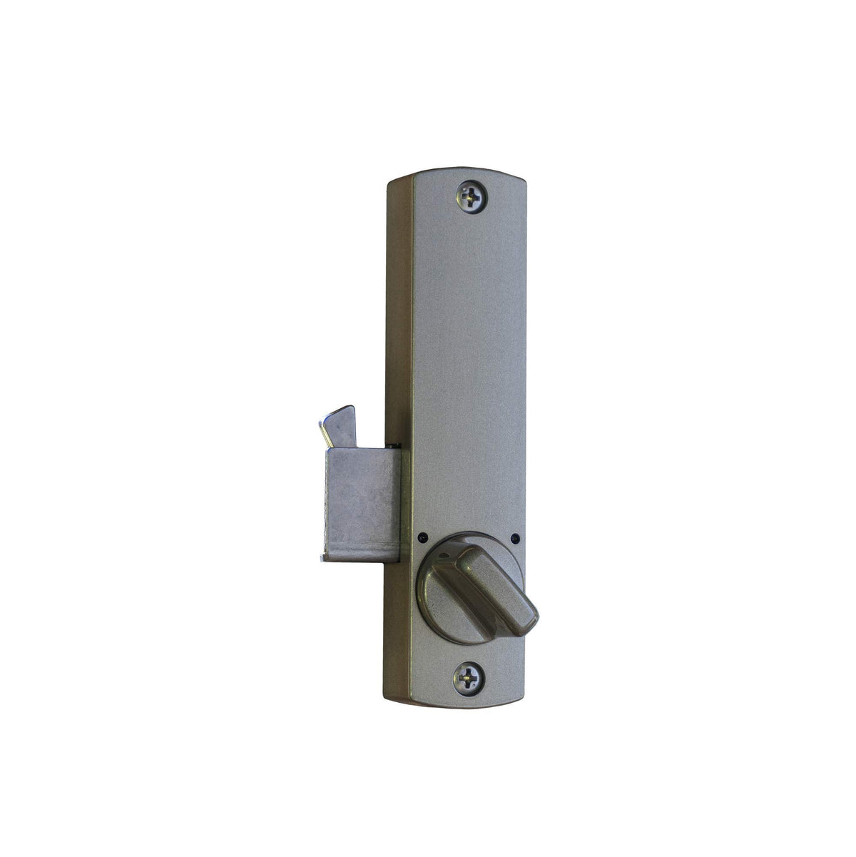 Lockey C150 satin nickel finish close-up showing durable security for sliding doors