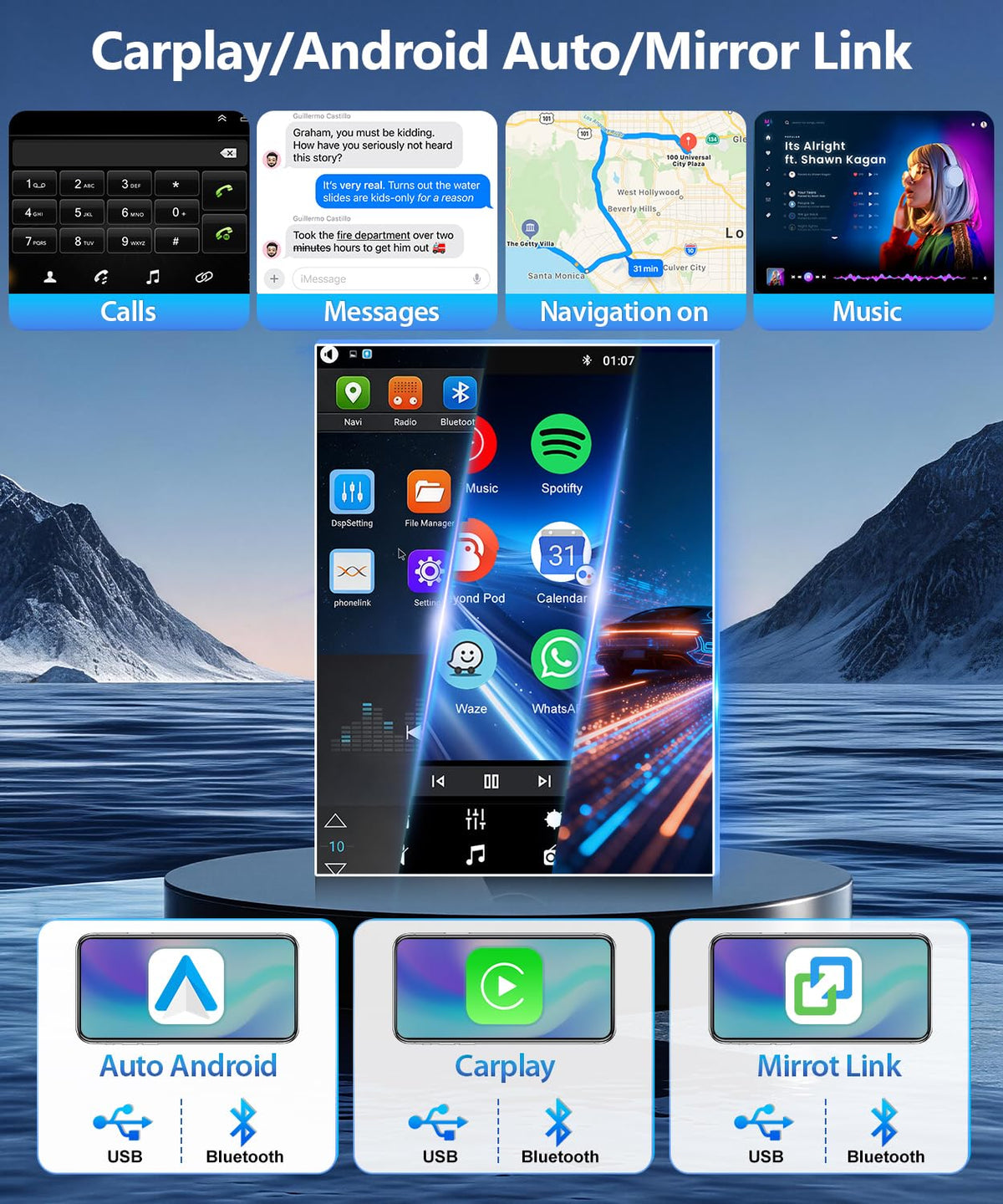 Loddery WiFi Bluetooth navigation system display for online maps.