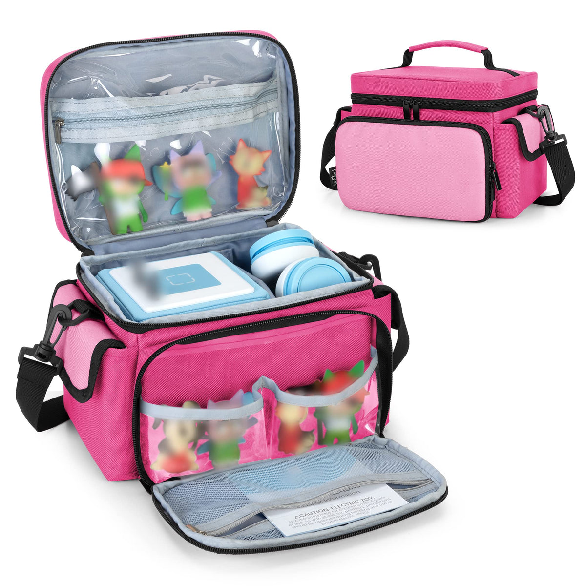 LoDrid carrying case for Toniebox in rose red with padded interior for safe storage
