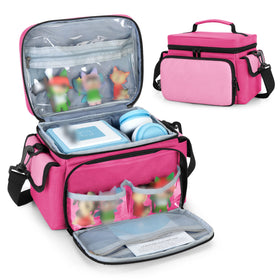 LoDrid carrying case for Toniebox in rose red with padded interior for safe storage