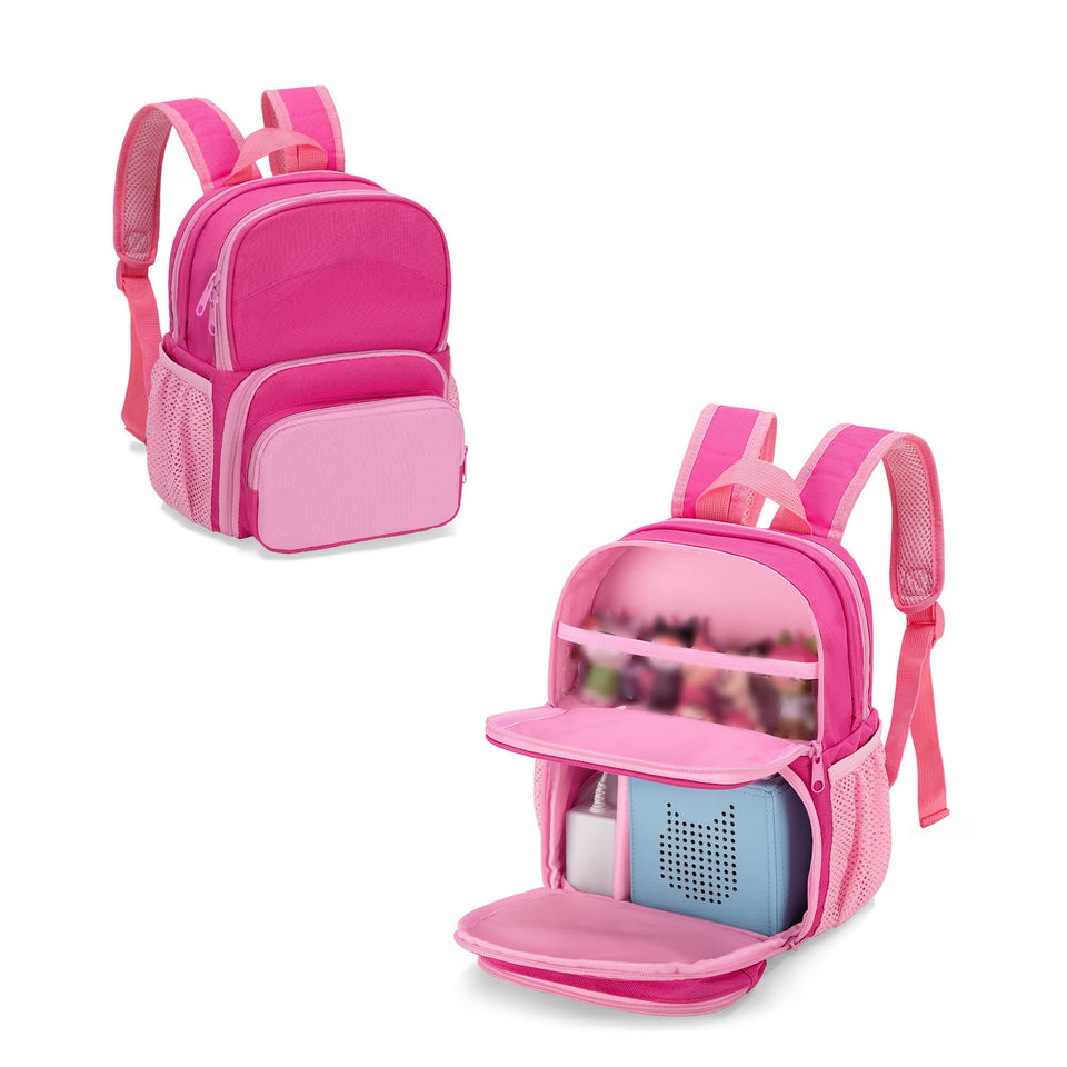 LoDrid Tonie Box Backpack Rose Red front view for portable Toniebox storage.