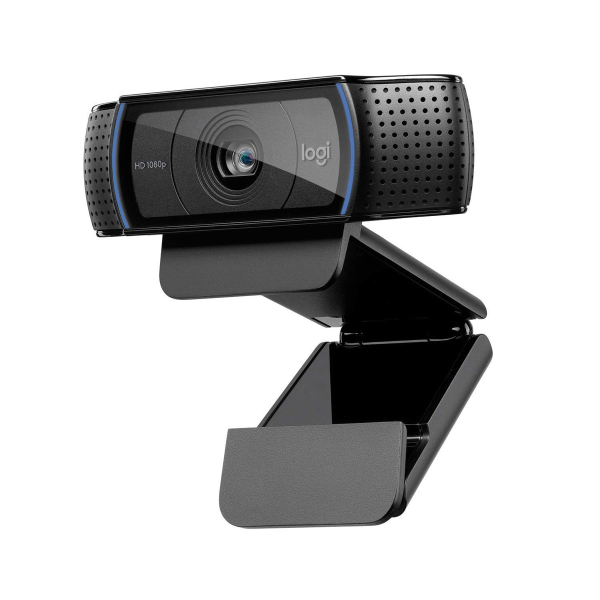 Logitech C920 front view showing 1080p lens and compact design benefit clear video