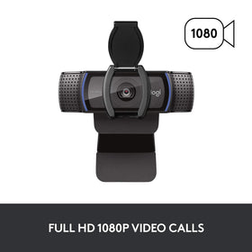 Logitech C920S close-up glass lens detail delivering sharp 1080p image quality
