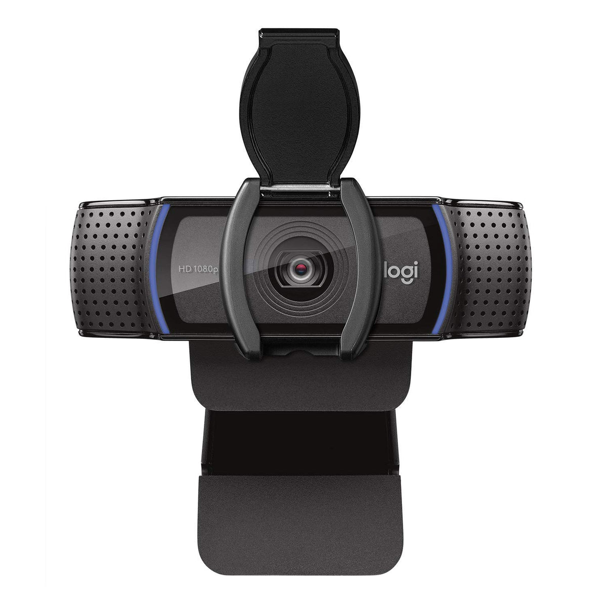 Logitech C920S front view showing camera and clip, professional video benefit