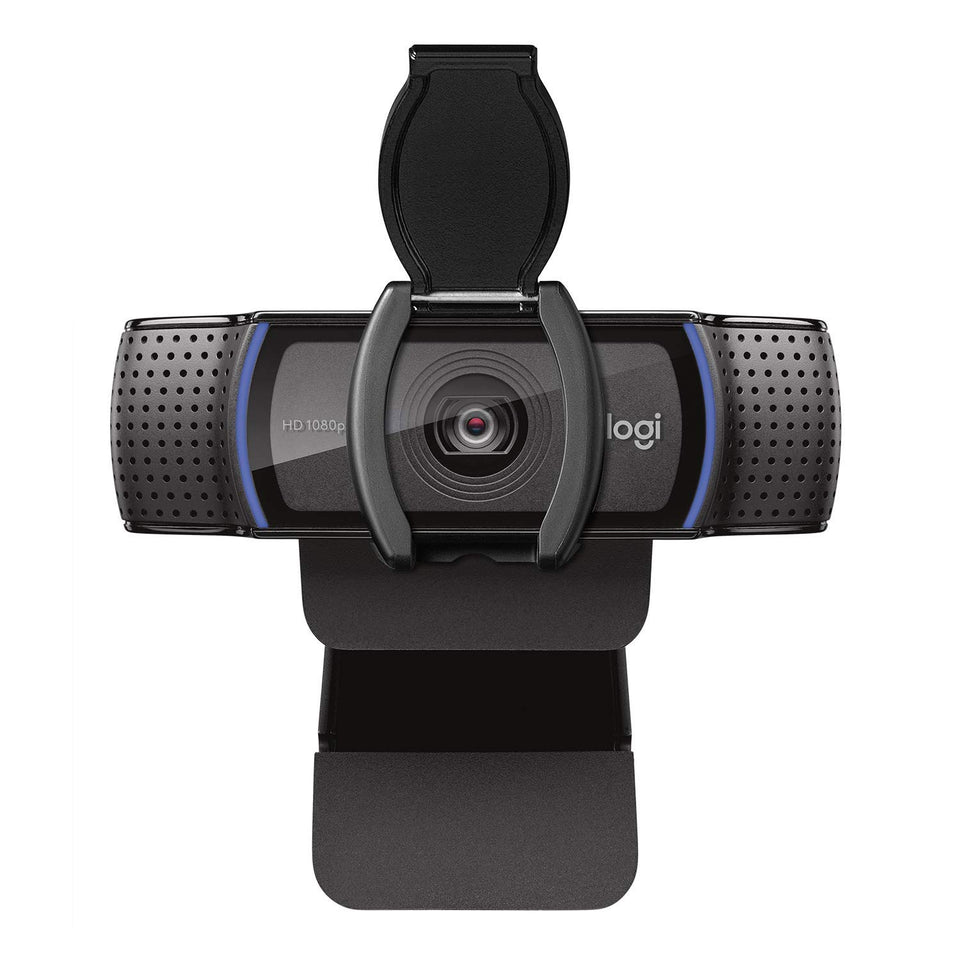 Logitech C920S front view showing camera and clip, professional video benefit