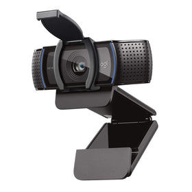 Logitech C920S clipped to a laptop screen offering stable meeting setup