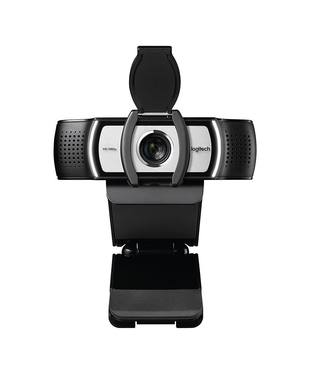 Logitech C930e in use on laptop during video call showing professional appearance benefit