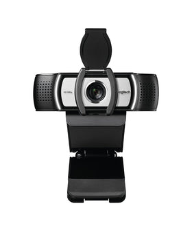 Logitech C930e in use on laptop during video call showing professional appearance benefit