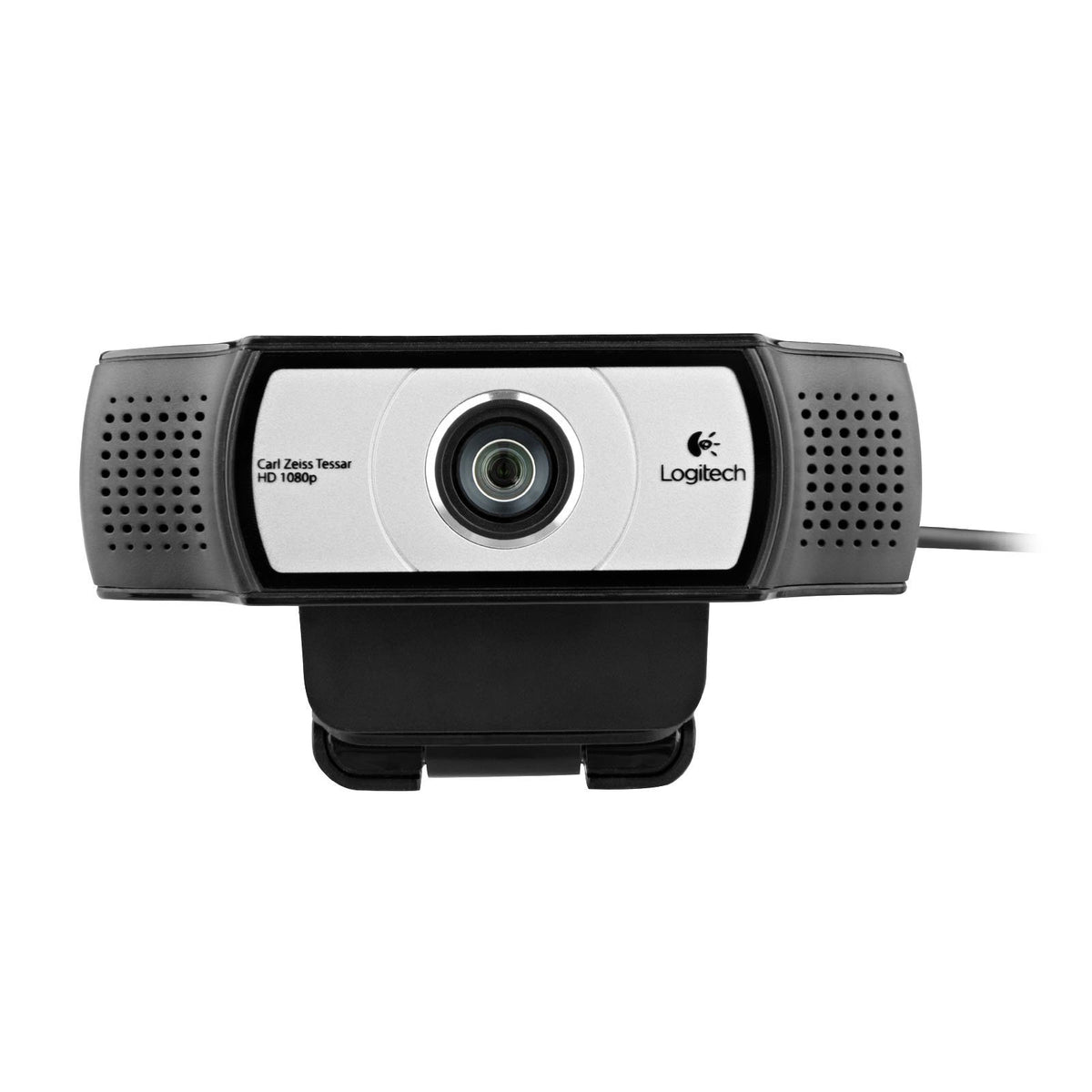 Logitech C930e side clip mount demonstrating secure attachment benefit