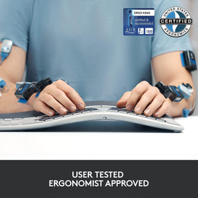 Logitech Ergo K860 wireless connectivity icons for Bluetooth and USB
