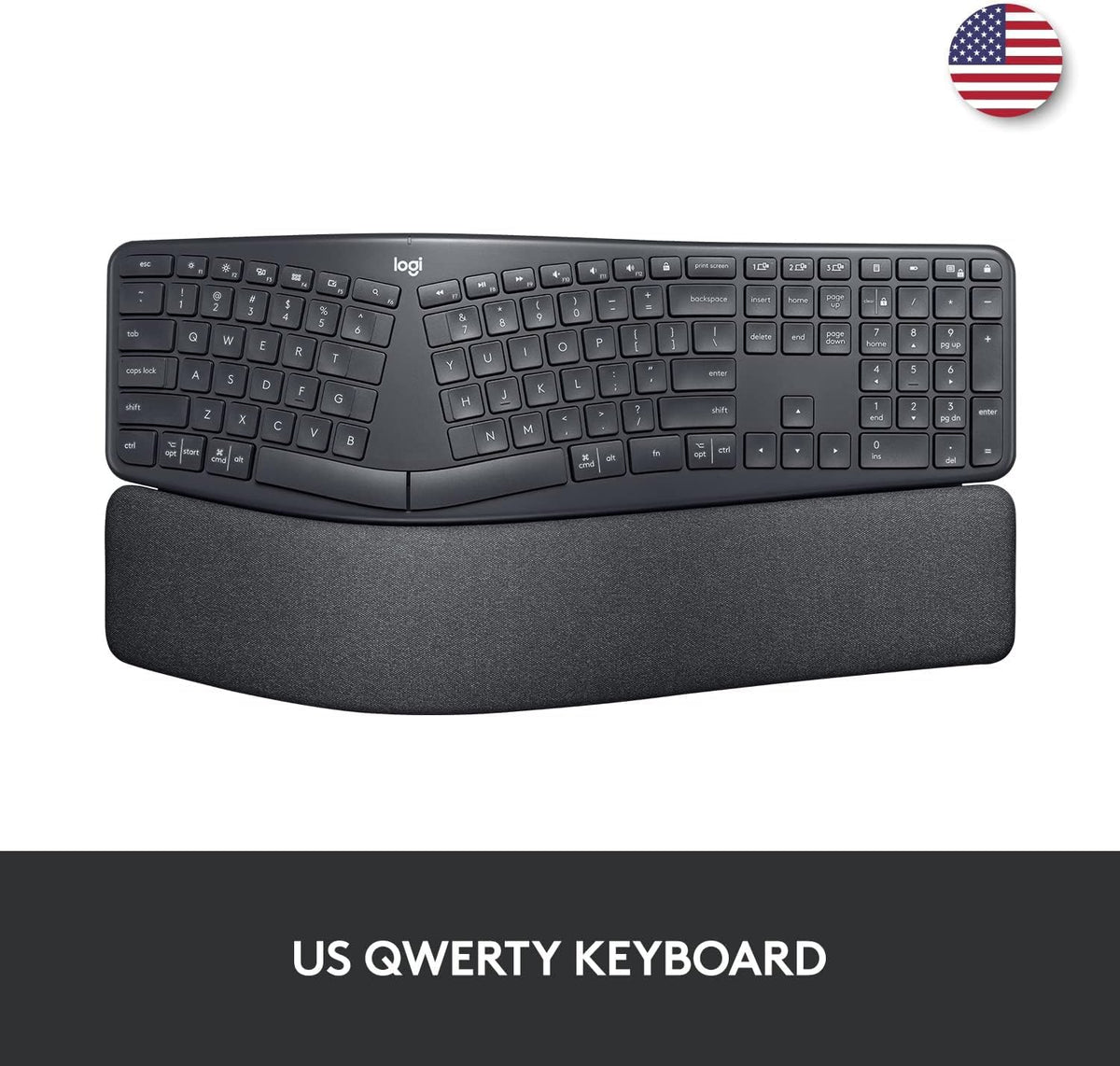 Logitech Ergo K860 wrist rest close-up showing pillowed support