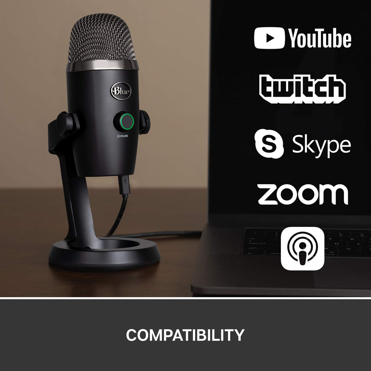 Blue Yeti Nano used during a Zoom call for clear speech