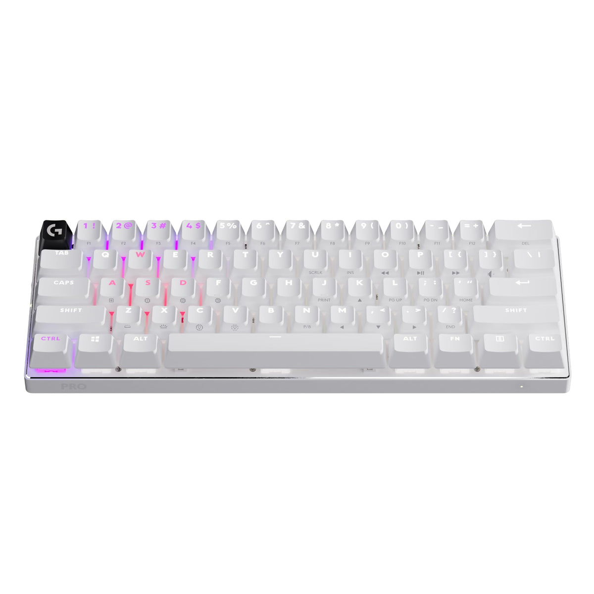 Logitech G PRO X 60 Lightspeed front view highlights compact design for smaller desks.
