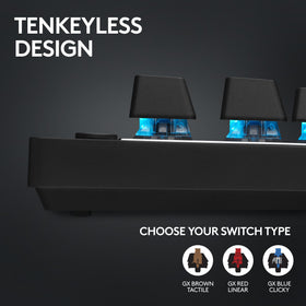 GX Red linear switches on the Logitech G PRO X TKL keyboard with smooth keystrokes.