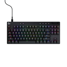 Closeup of Logitech G Pro X TKL magnetic analog switches for precise control.