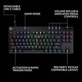 Logitech G Pro X TKL tournament-ready compact design for FPS play.