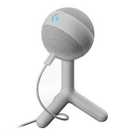 Logitech G Yeti Orb microphone on desk delivers crisp streaming audio.