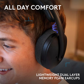 Logitech G325 ear cushions close-up highlighting dual-layer foam for comfort.