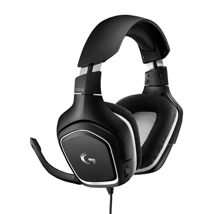 Logitech G headset front view showing sleek design and plug-and-play benefit