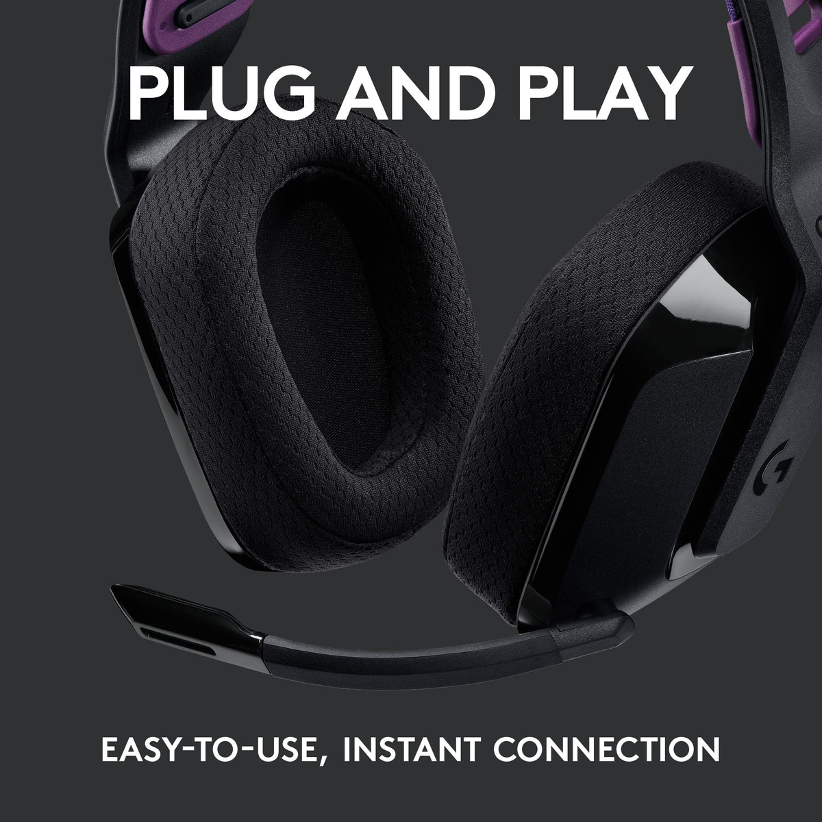 Logitech G535 memory foam earcups offer soft, breathable comfort.