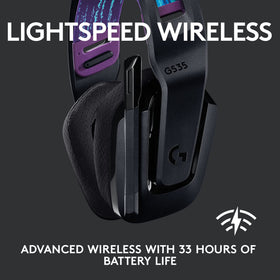 Logitech G535 side profile showing compact form for all-day wear.