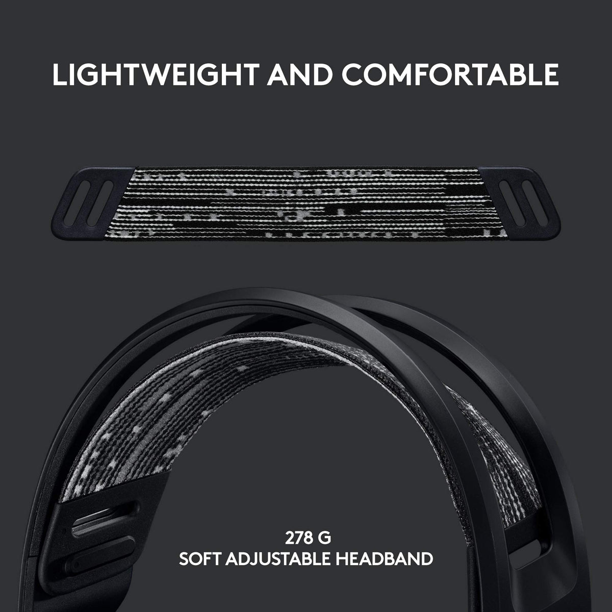 Logitech G733 LIGHTSYNC RGB lighting with customizable colors.